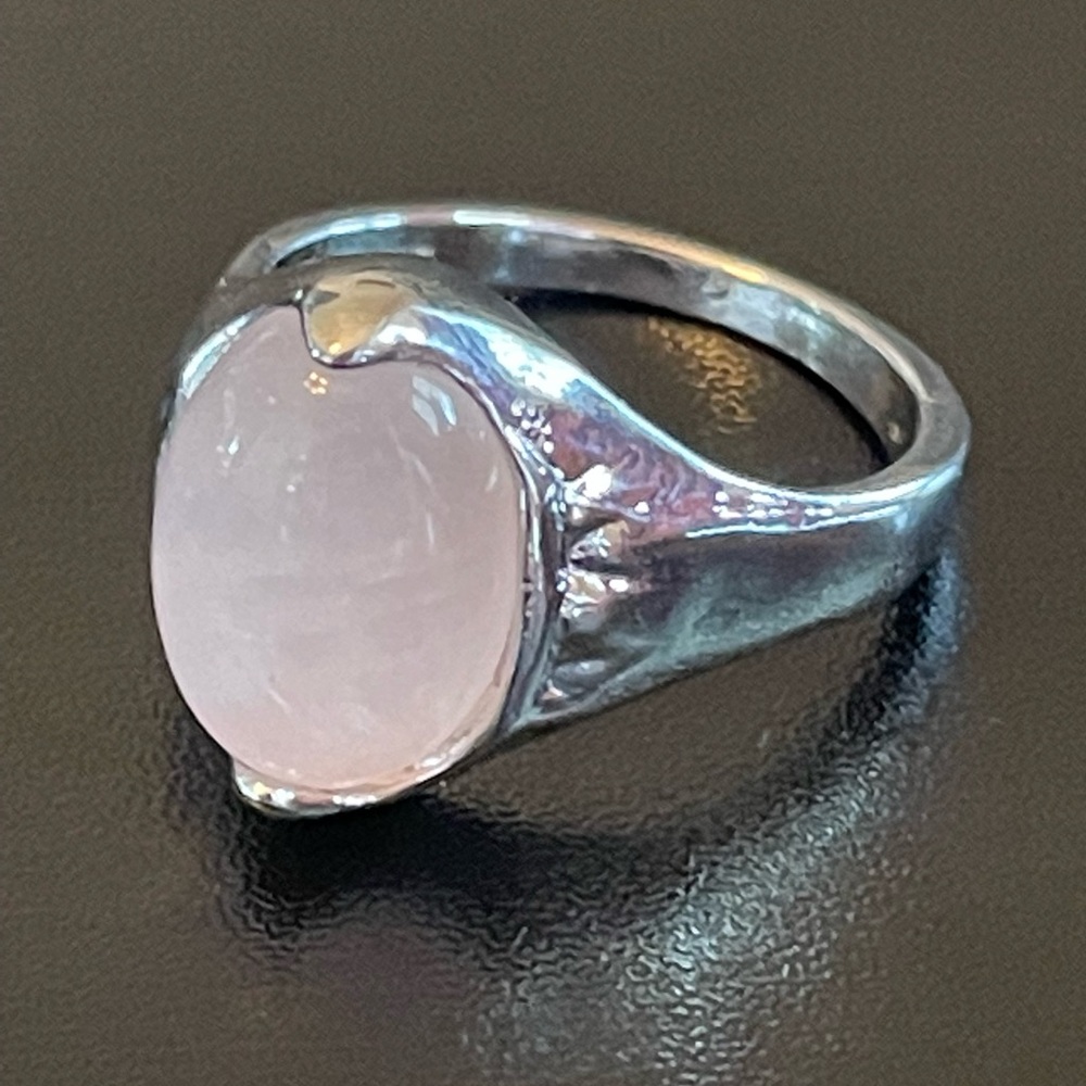 Elegant Rose quartz S925 silver ring